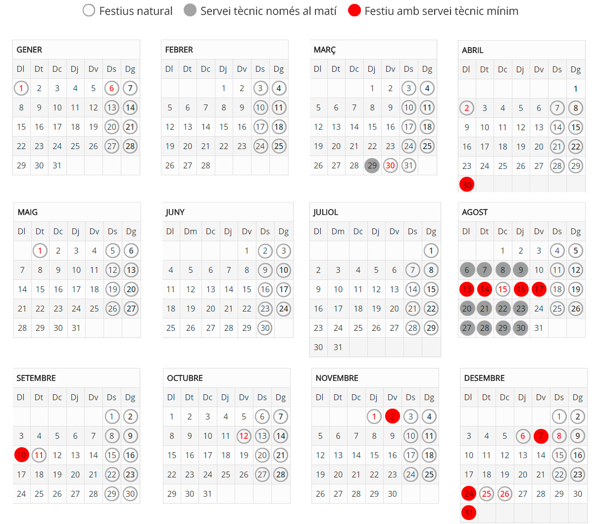 Calendario 2018